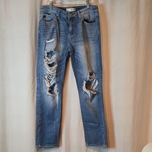 KanCan Light Blue Ripped Straight Leg Jeans